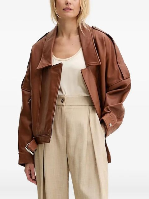 PINKO belted leather jacket - Brown - zdjęcie produktu nr 1