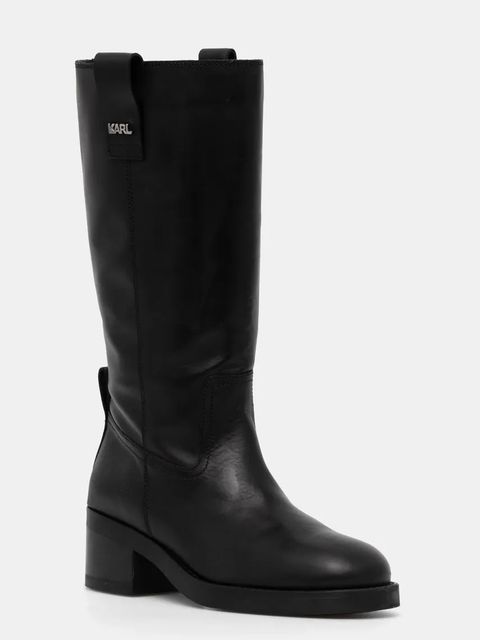 Karl Lagerfeld kozaki skórzane BROOKLYN damskie kolor czarny na słupku KL41774 - zdjęcie produktu nr 1