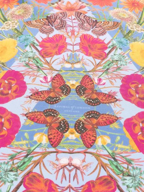Aspinal Of London Botanical-print silk scarf - Blue