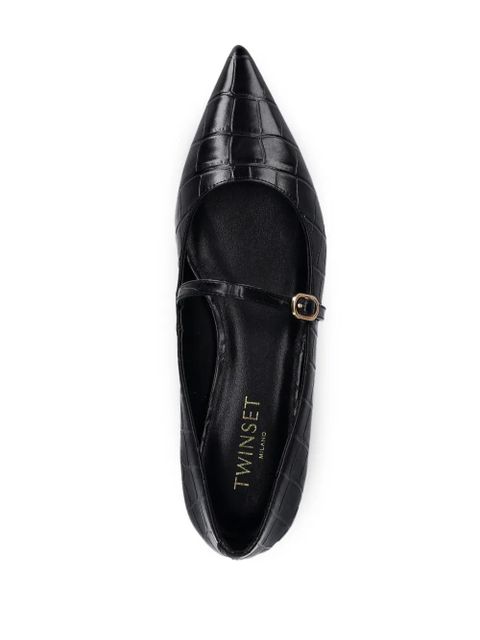 TWINSET crocodile-effect ballet flats - Black