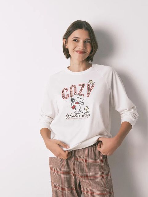 women'secret piżama bawełniana SNOOPY damska kolor beżowy bawełniana 3132215 - zdjęcie produktu nr 2