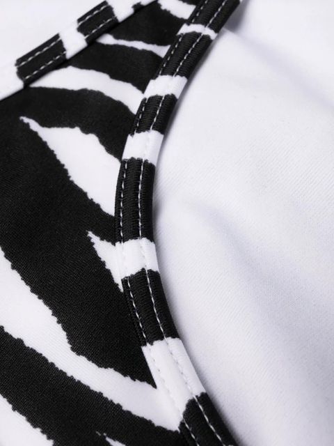 The Attico one-shoulder zebra-print bikini set - White