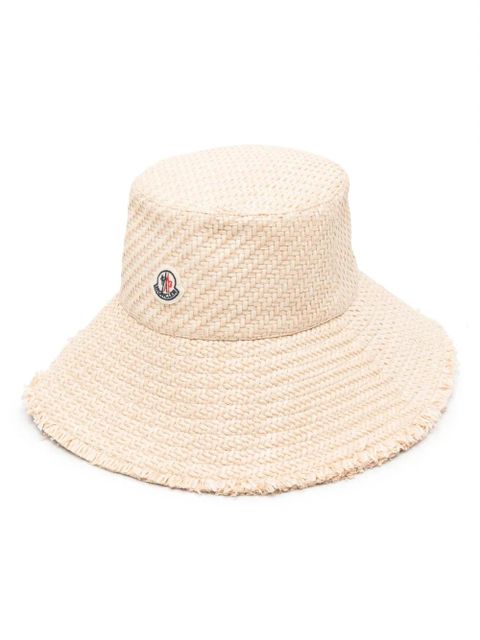 Moncler logo-patch raffia hat - Neutrals - zdjęcie produktu nr 1