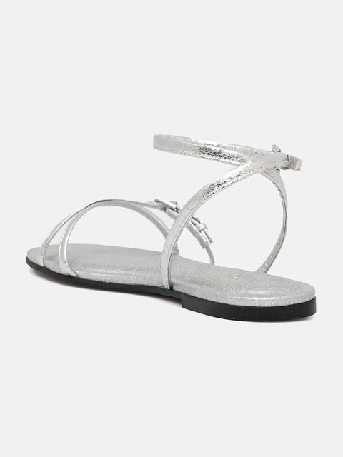 HUGO sandały Tayna damskie kolor srebrny 50542079