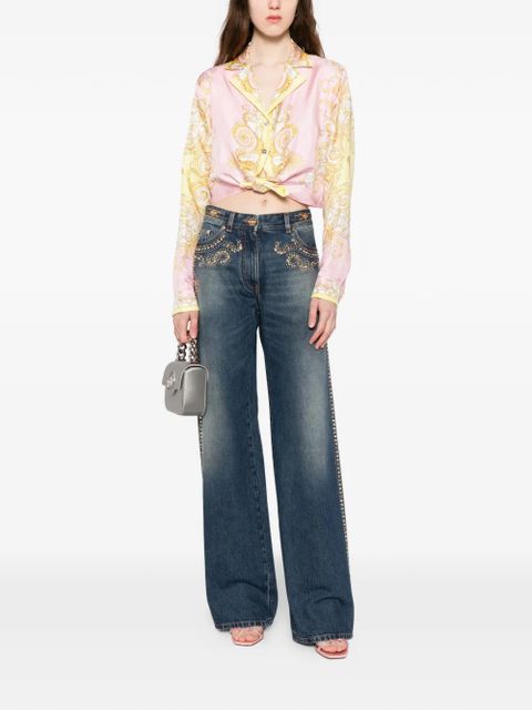 Versace stud-embroidered straight-leg jeans - Blue - zdjęcie produktu nr 2