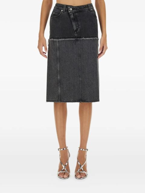 Alexander McQueen two-tone denim midi skirt - Black - zdjęcie produktu nr 1