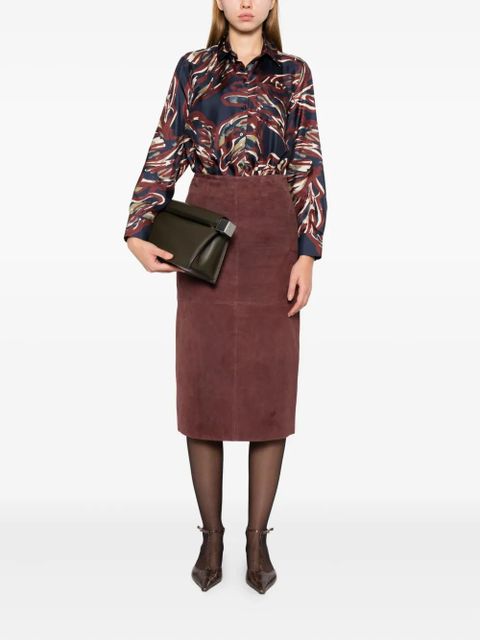 Max Mara buttoned abstract-pattern shirt - Blue