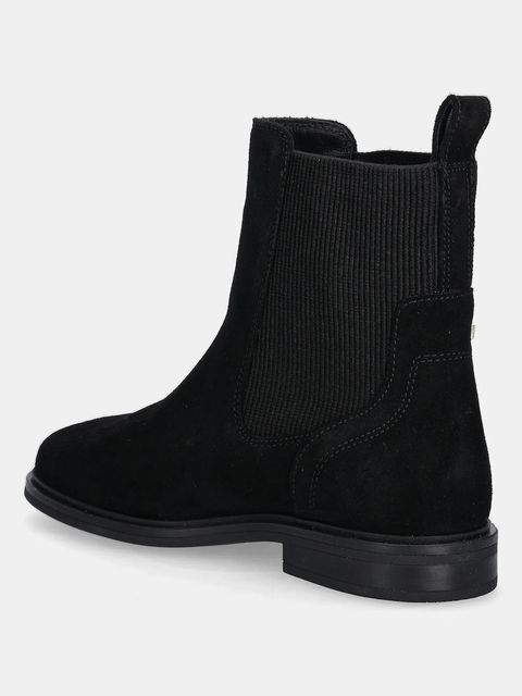 Tommy Hilfiger sztyblety zamszowe FLAG SUEDE CHELSEA BOOT damskie kolor czarny na płaskim obcasie FW0FW08780