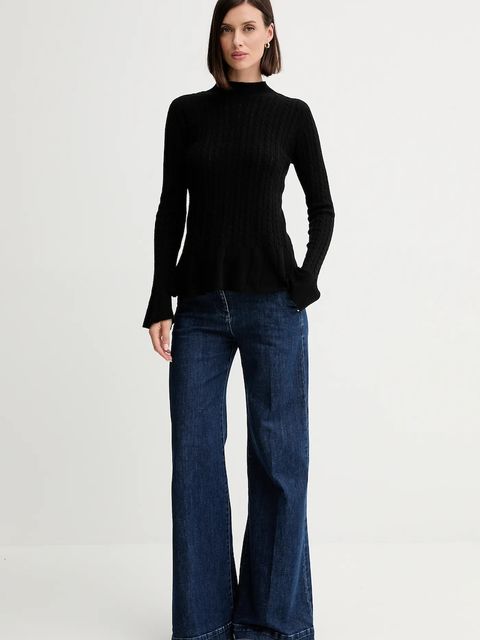 Twinset sweter z wełną damski kolor czarny lekki 252TP3321 - zdjęcie produktu nr 2