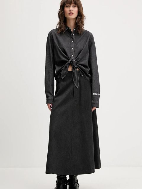 Karl Lagerfeld Jeans koszula jeansowa damska kolor szary relaxed z kołnierzykiem klasycznym A4W11001