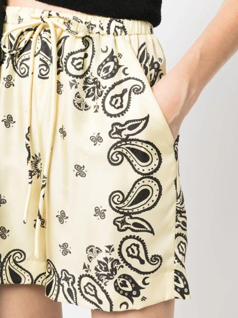 Nanushka paisley-print silk shorts - Yellow