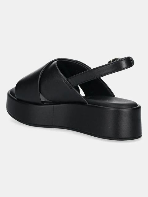 Tommy Hilfiger sandały skórzane TH LOGO HW PADDED LEATHER SANDAL damskie kolor czarny na platformie FW0FW08808