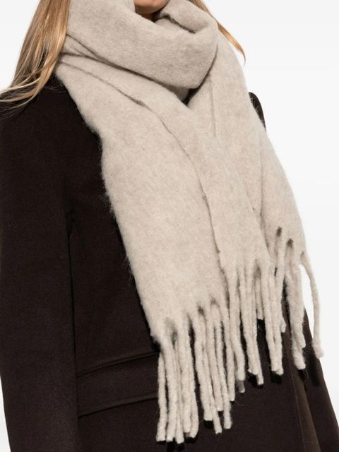 Givenchy fringed logo-embroidered scarf - Neutrals