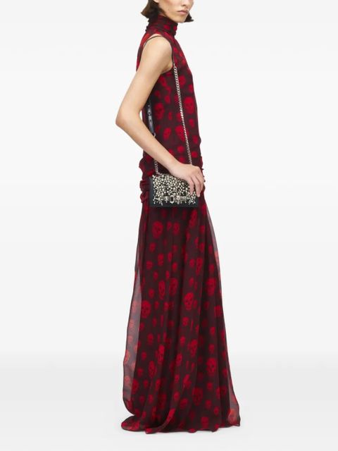 Alexander McQueen Skull-print high-neck maxi dress - Red