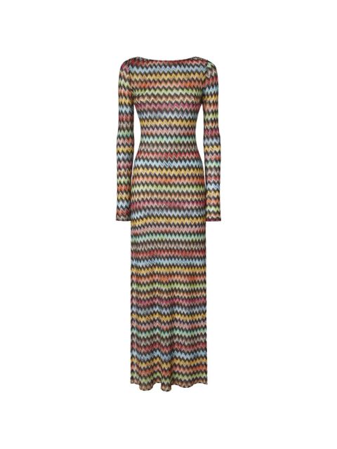 Missoni long-sleeve zigzag-pattern beach dress - Brown - zdjęcie produktu nr 1