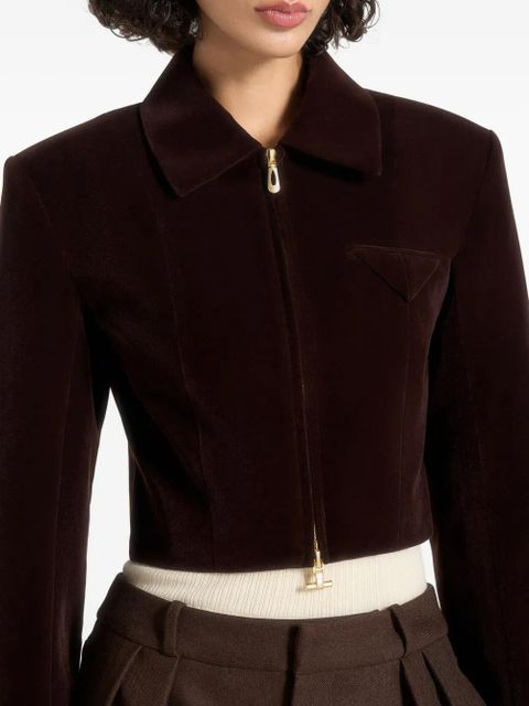 Manière De Voir Adina velvet zip jacket - Brown
