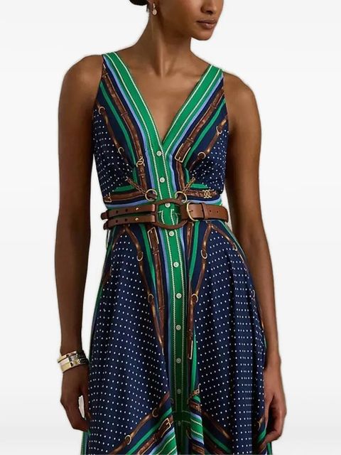 Lauren Ralph Lauren print V-neck asymmetric dress - Blue - zdjęcie produktu nr 1