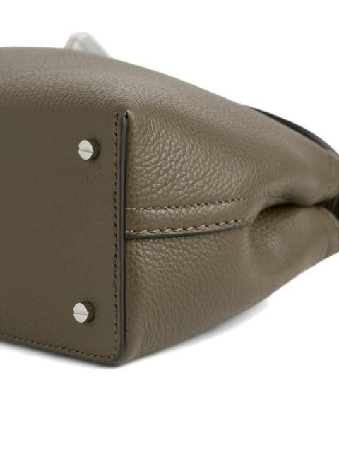 TOTEME T-lock hammered leather clutch bag - Green