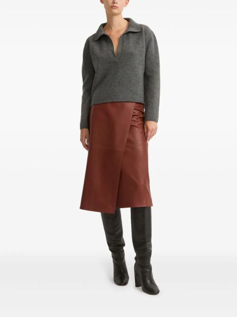 Yves Salomon leather wrap skirt - Brown