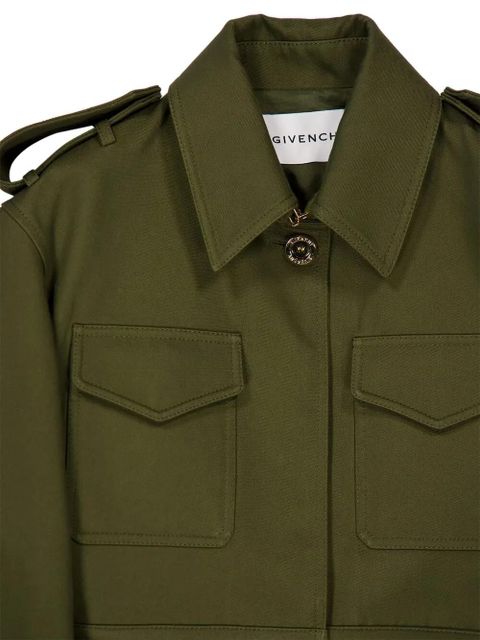 Givenchy patch-pocket cropped military jacket - Green