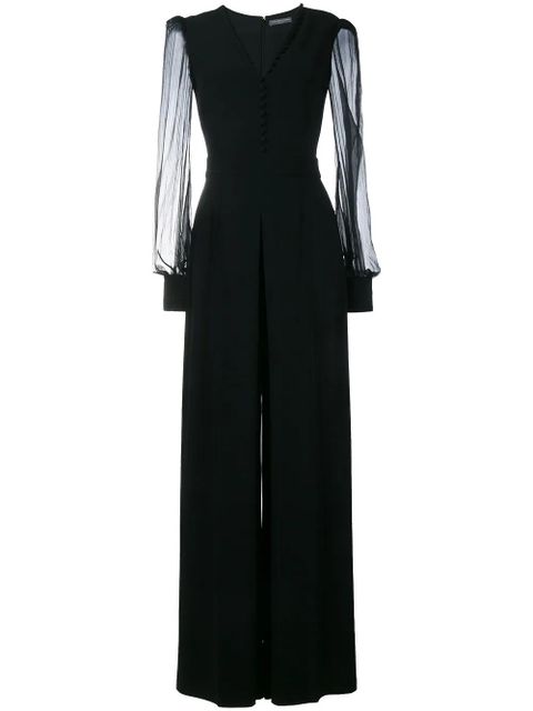 Alexander McQueen v-neck evening jumpsuit - Black - zdjęcie produktu nr 2
