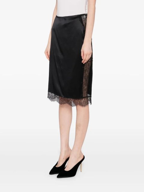 TOM FORD lace-trimmed satin skirt - Black