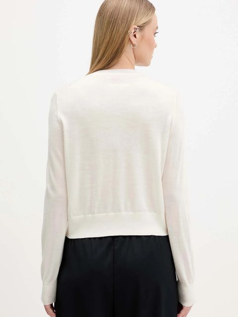 HUGO kardigan wełniany damski kolor beżowy lekki 50550984