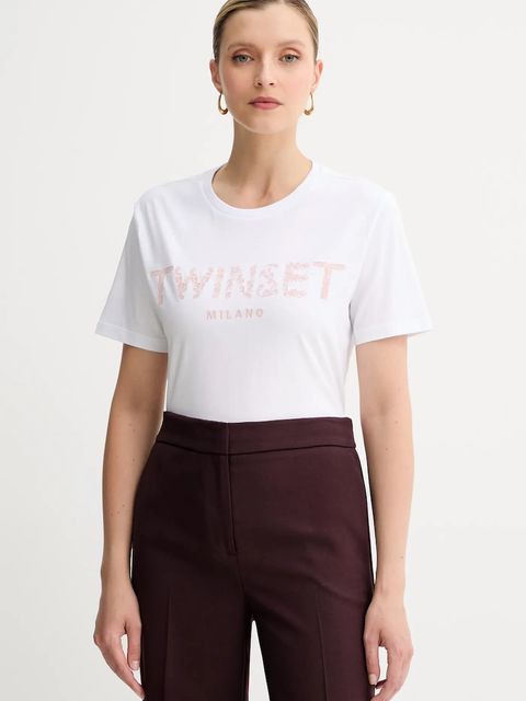 Twinset t-shirt bawełniany damski kolor biały 251TT2042 - zdjęcie produktu nr 1
