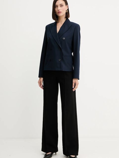 Weekend Max Mara marynarka bawełniana TAPPETO kolor granatowy dwurzędowa gładka 2525046061600