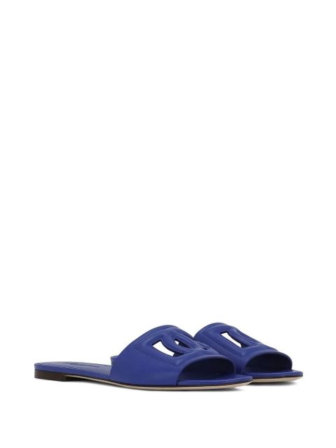 Dolce & Gabbana DG Logo leather slides - Blue - zdjęcie produktu nr 2