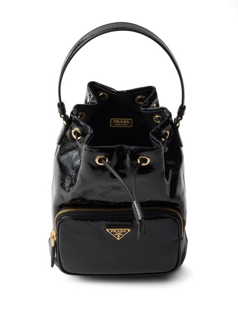 Prada Duet patent leather bucket bag - Black