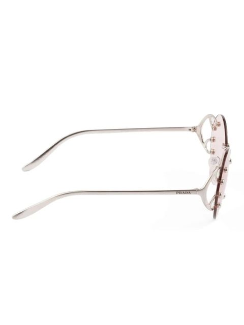 Prada Eyewear metal-frame round sunglasses - Grey - zdjęcie produktu nr 2
