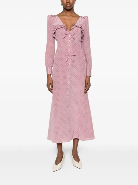 Alessandra Rich polka-dot ruffled midi dress - Pink - zdjęcie produktu nr 2