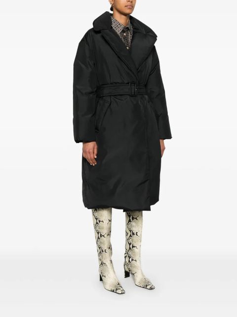 FENDI logo-embroidered coat - Black
