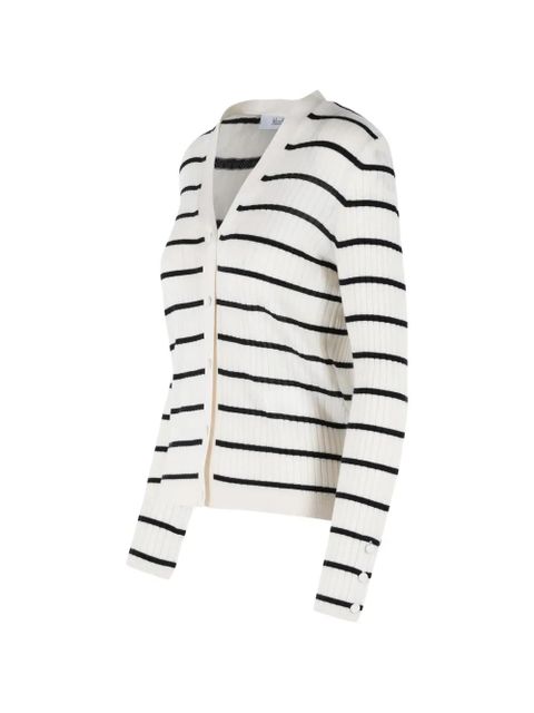 Max Mara striped V-neck cardigan - White