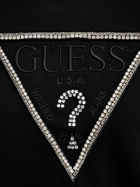 Guess bluza bawełniana RACHELE damska kolor czarny z aplikacją W5YQ04 KC8I0
