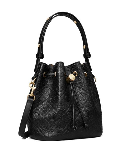 Tory Burch T-Monogram textured bucket bag - Black