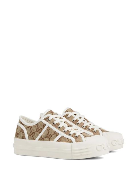 Gucci GG monogram lace-up sneakers - Brown