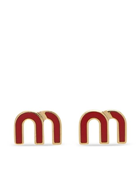 Miu Miu monogram stud earrings - Red - zdjęcie produktu nr 1