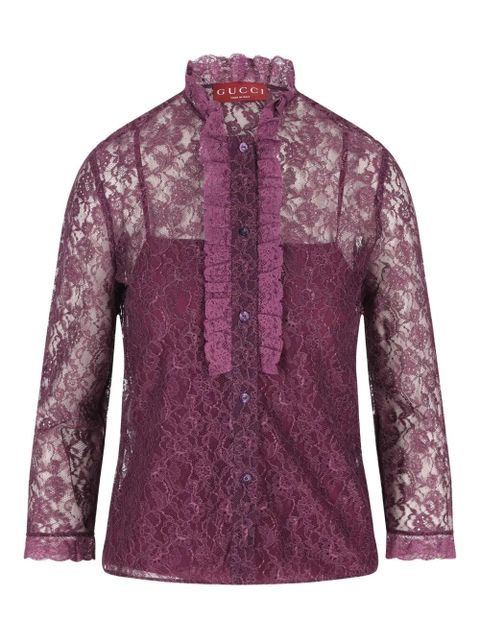 Gucci ruffled lace shirt - Purple - zdjęcie produktu nr 1