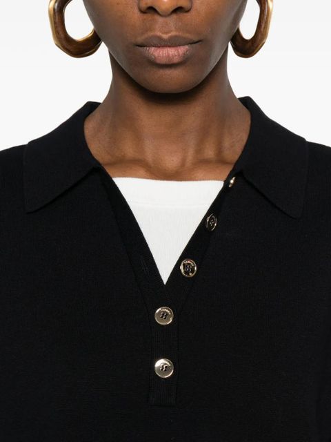 SANDRO polo-collar button-embellishment sweater - Blue