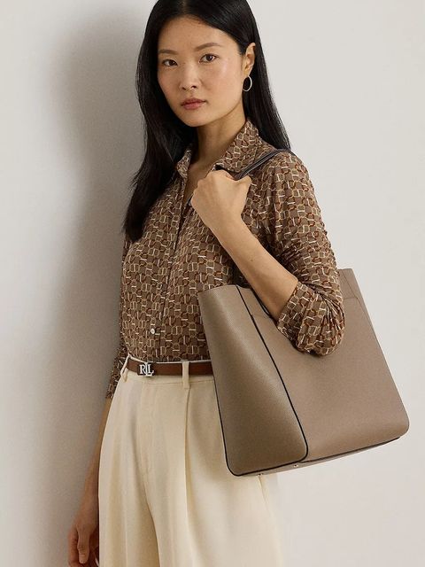 Lauren Ralph Lauren torebka skórzana kolor brązowy 431960183