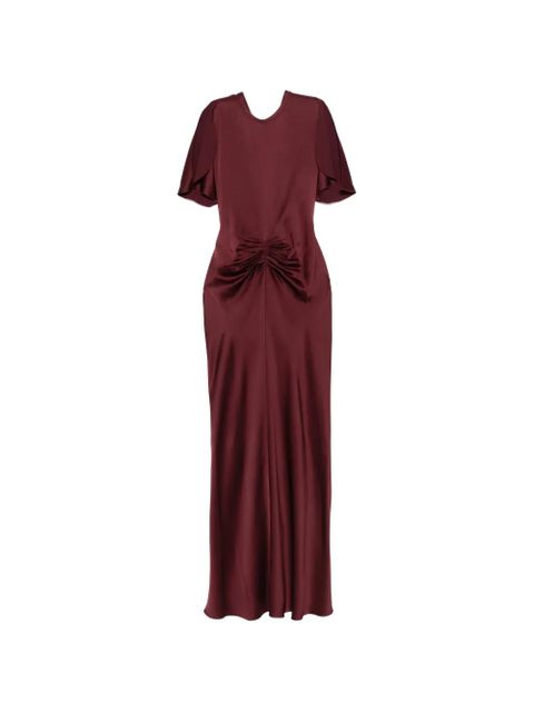 Victoria Beckham ruched short sleeve dress - Red - zdjęcie produktu nr 1