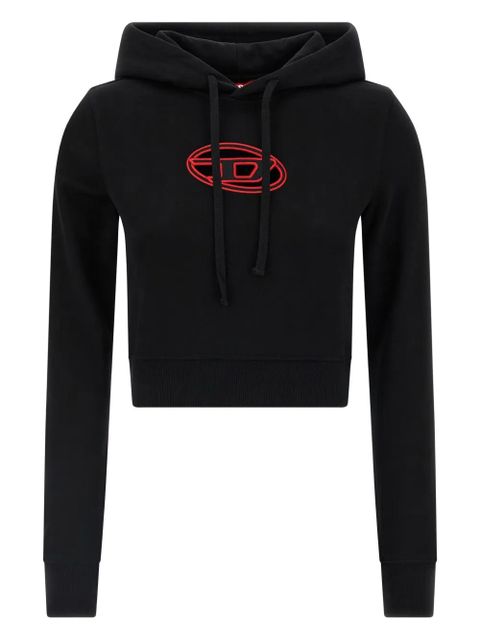 Diesel F-Slimmy logo-embroidered cropped hoodie - Black - zdjęcie produktu nr 1