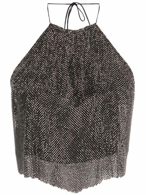 MANURÍ metallic halterneck backless blouse - Grey - zdjęcie produktu nr 1