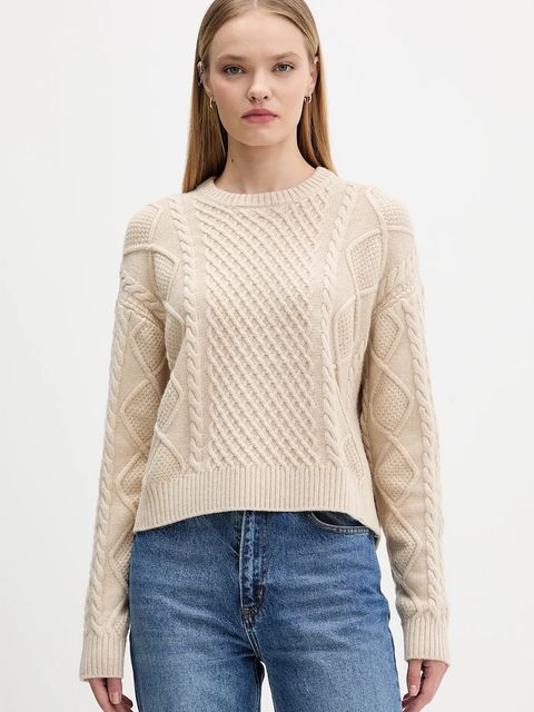 Guess Jeans sweter z dodatkiem wełny damski kolor beżowy lekki W5BR09 Z0561 - zdjęcie produktu nr 1