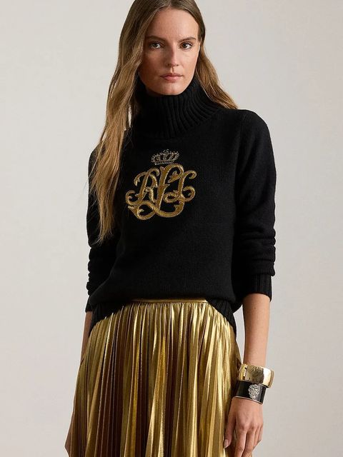 Lauren Ralph Lauren sweter z dodatkiem wełny damski kolor czarny z golfem 200979687