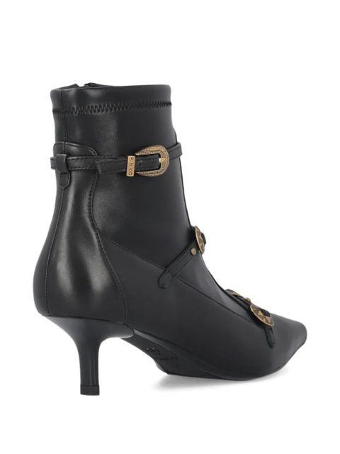 PINKO buckle-embellished leather boots - Black