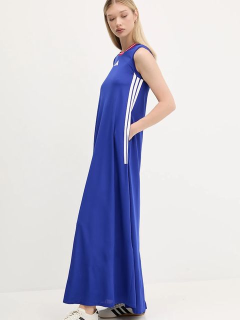 adidas sukienka House of Tiro kolor niebieski maxi rozkloszowana JW6819 - zdjęcie produktu nr 2
