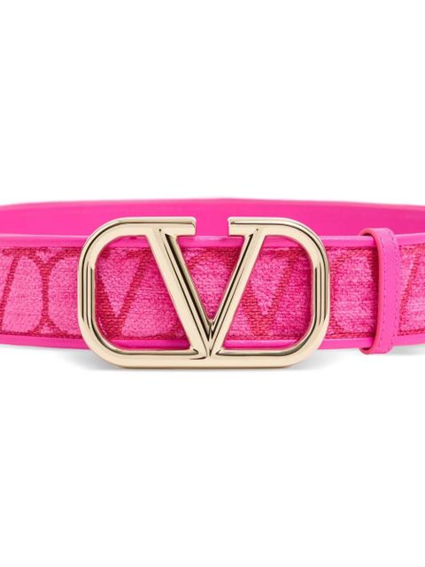 Valentino Garavani Toile Iconographe fabric belt with leather details 40mm - Pink
